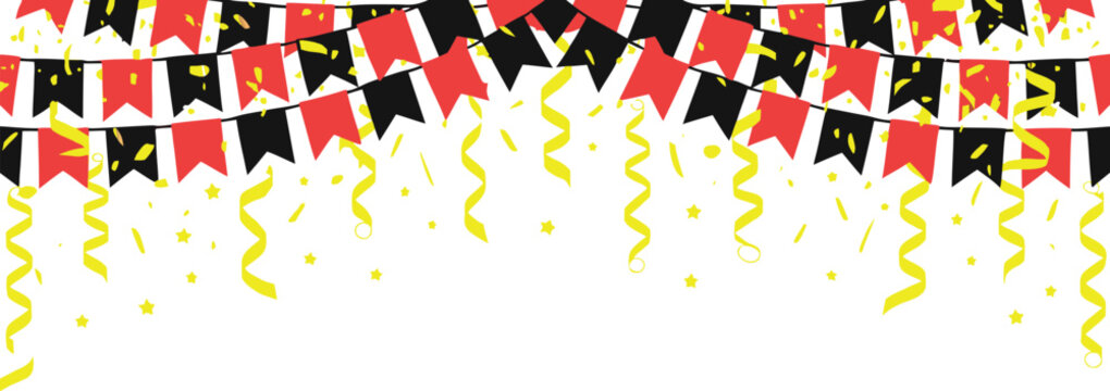 Party Garland with Confetti Border on Transparent Background