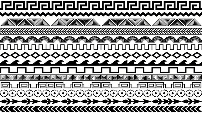 Set of Greek and Roman Geometric Seamless Border Patterns