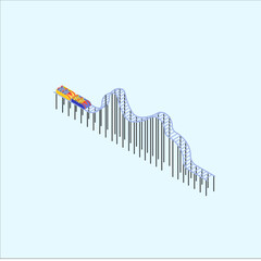 3D Isometric Large Roller Coaster Attraction © Ibrahim