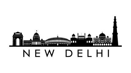 Obraz premium New Delhi Skyline Silhouette - India Landmarks