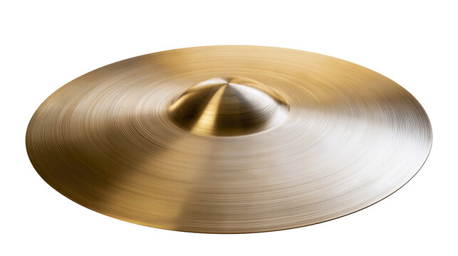Brass cymbal with concentric circles and raised bell
