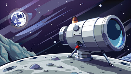 Astronomical telescope station exploring moon surface and stars with telescope astronomy observatory exploration research universe technology scientific equipment stargazing spacecraft © Joy Dev