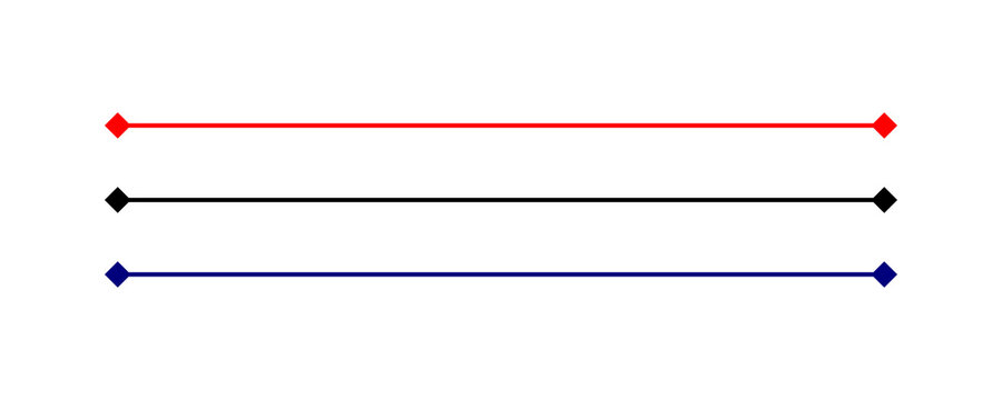 Thin straight horizontal divider line with diamond ends for separators, headers and elegant design layouts