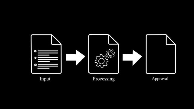 Business person checking digital documents on checklist approval icon, verification, workflow control, productivity and online document management.glowing 4k motion video.
