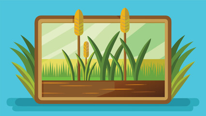 Marshland landscape with reeds and cattails in frame landscape illustration environment ecosystem sunlight botanical sculpture composition backdrop vegetation daylight © Joy Dev