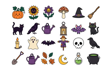Obraz premium Halloween icons isolated on transparent background