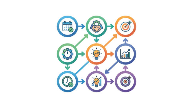 Business Process Flowchart Icons Set.