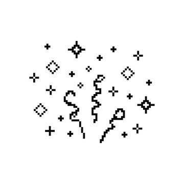 Pixel art confetti explosion silhouette