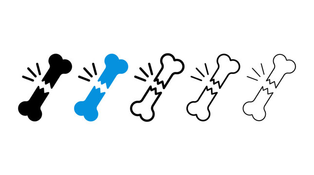 Broken bones arranged horizontally, gradient progression from solid to faint outline, stylized representation of fracture, injury, healing, medical symbolism.