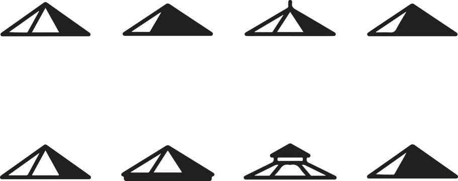 Minimalist geometric triangle icon set with subdivision lines Vector