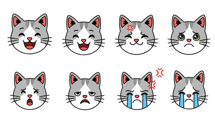 Emotional cat faces express various feelings © Stock Image Paradise