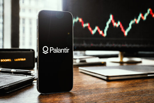 Palantir Technologies Inc Company, NASDAQ:PLTR Stock Market Price Chart, Office Workspace, London, UK - July 2026