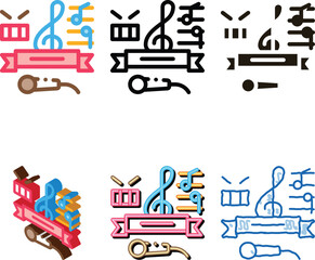 Naklejka premium Music Lessons Graduation Icon Vector. Outline Music Lessons designs Graduation Sign. Isolated Contour Symbol