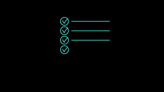 Business professional drawing checklist with pen on transparent screen black background.