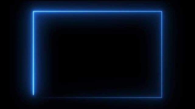 thank you blue neon script text in red frame on black background 4k video animation.
