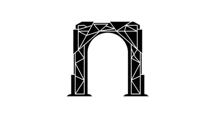 Archway structure featuring a geometric wireframe pattern stands as a symbolic representation of architectural innovation and structural integrity within a modern design framework. © Maulidaa