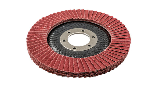 Red abrasive grinding disc wheel hardware component isolated on a transparent background