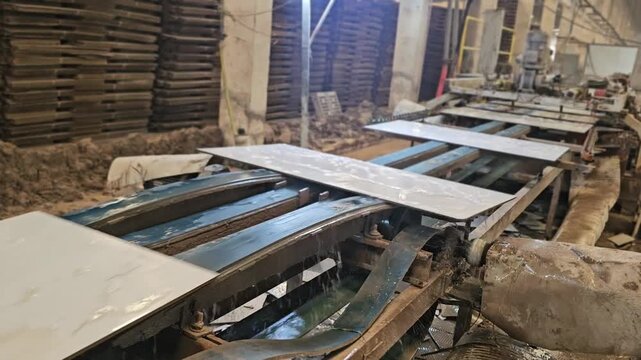 smart factory plant large production tiles ceramic industrial interior.