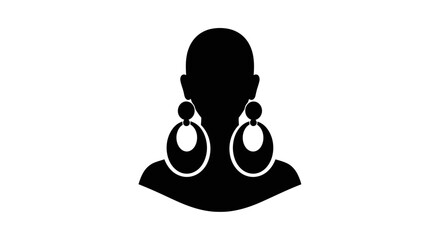 Woman silhouette wearing large hoop earrings represents a stylish character design for fashion media. © Maulidaa