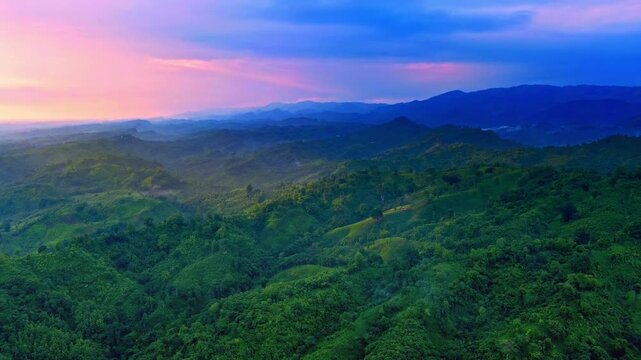 Aerial Nature Landscape of Bandarban During Golden Hour 