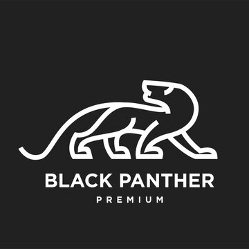 Black Panther Line Art Logo Design - Modern and Sleek Animal Symbol for Premium Branding