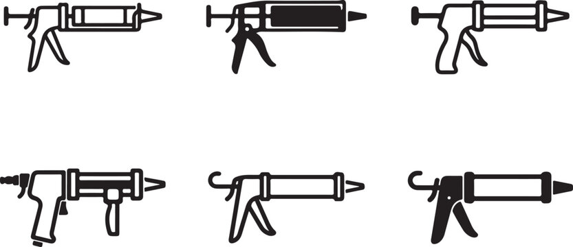 Six different spray gun tools illustration set Vector