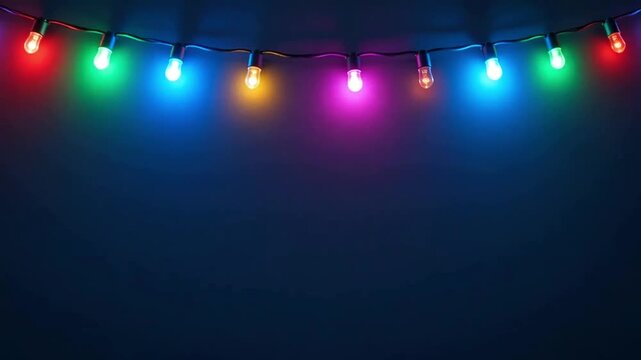 Minimal Colorful Festival Lights Blinking on Deep Dark Background