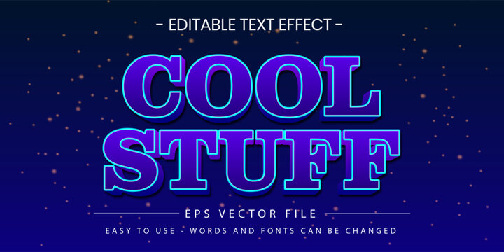 Cool Stuff Magic Blue and Cyan 3D Text Effect Vector EPS