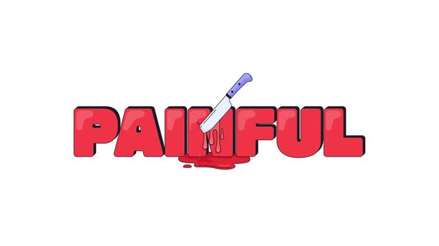 Painful internet reaction 2D animation. Agonizingly bad gameplay. Uncomfortable viewing. Stabbing knife. Suffering ache. Hard to watch. Gen z word animated overlay. Cartoon motion graphic