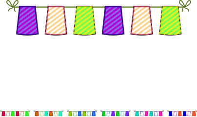 Obraz premium flag birthday flags cartoon. bunting paper, garland happy, blue banner flag birthday flags sign colorful illustration
