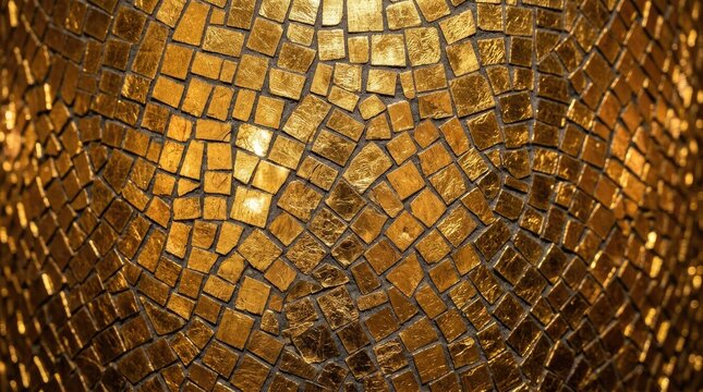 Golden Mosaic Wall With Intricate Tessellated Pattern for Luxury Interior Design Inspiration