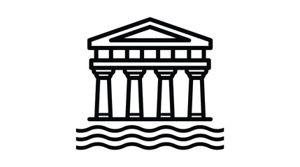 Fototapeta premium Building icon vector architecture structure facade water