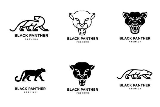 Black Panther Premium Logo Collection. Wild Cat Designs in Elegant Monoline and Bold Silhouette Styles for Branding.