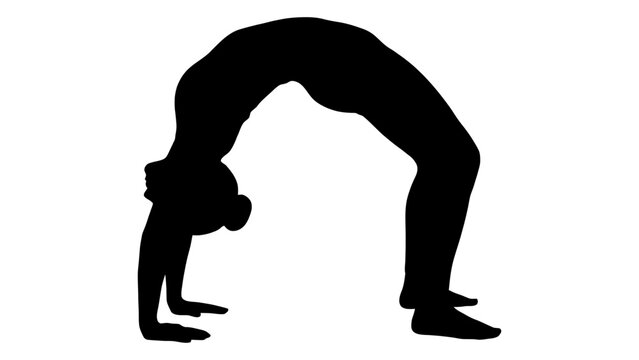 Acrobat executes a deep backbend wheel pose to show advanced athletic capability and spinal mobility.