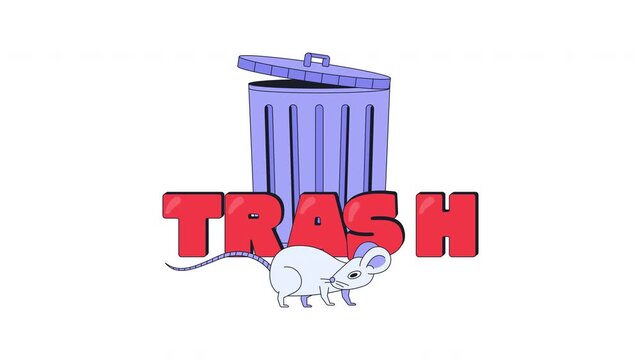 Trash internet reaction 2D animation. Completely useless item. Garbage performance. Rubbish bin and mouse. Extremely poor quality. Gen z slang word animated overlay. Cartoon motion graphic