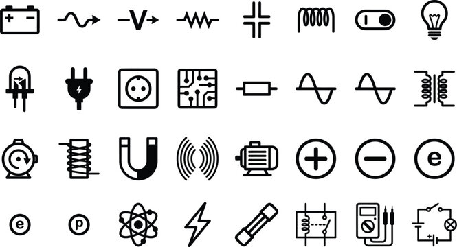 Electronic circuit and electrical engineering component icons