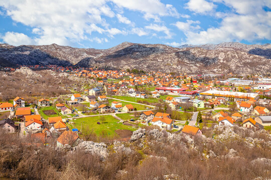 Town of Cetinje in Lovcen mountain panoramic view