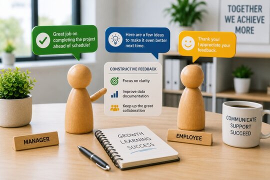 Manager provides constructive feedback to employee for growth and success.