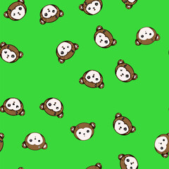 Naklejka premium seamless pattern Monkey head illustration featuring one eye as a modern camera lens, symbolizing integration of nature and technology, surveillance, or artificial intelligence