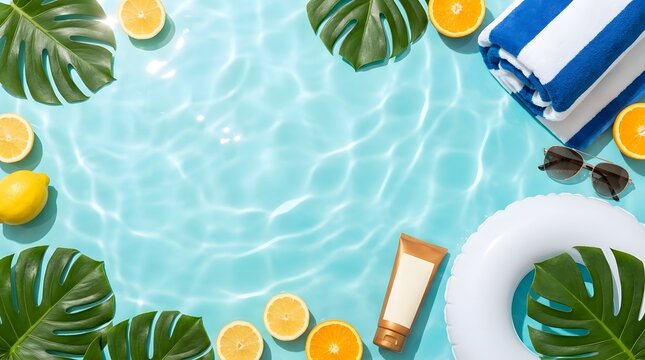 Summer pool essentials with tropical vibes