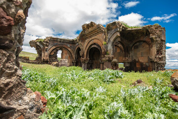 Obraz premium Bagnayr Monastery (Kozluca Monastery) Historic Ruins in Kozluca Village, Kagizman District, Kars Province Turkey Eastern Anatolia