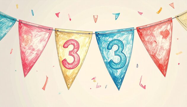 Festive Flag Garland with Number 33 for Birthday and Anniversary Party