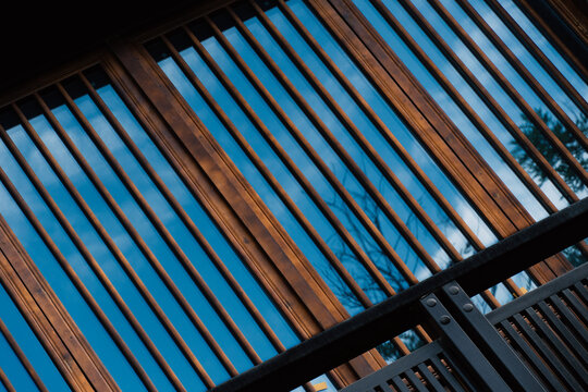 wood frame glass wall architecture detail background	