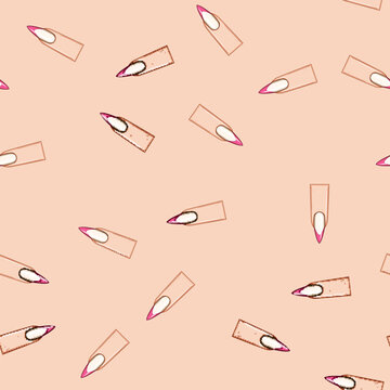 seamless pattern round nail shape cartoon. squoval edge, lipstick flare, arrowhead mountain round nail shape sign vector