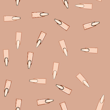seamless pattern coffin nail shape cartoon. stiletto round, squoval edge, lipstick flare coffin nail shape sign vector