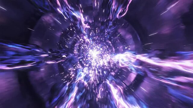 A vibrant, abstract portrayal of energy and motion in space.