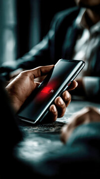 Low Battery Warning on Smartphone Screen With Critical Power Alert. AI generative.