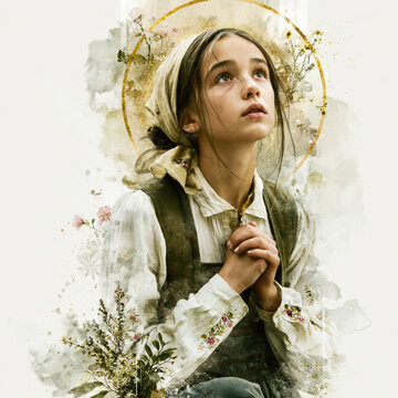 Praying Young Saint Portrait AI Generative