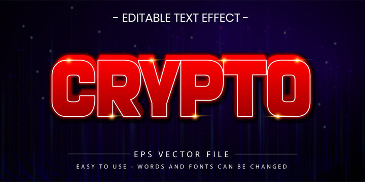 Crypto Glowing Neon Red 3D Text Effect Vector EPS
