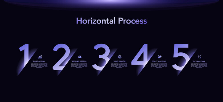 Vector Infographic label design with 5 option or step. Infographics for business concept. Dark tech infographics for presentations banner, workflow layout, process diagram, flow chart, style pack pro
